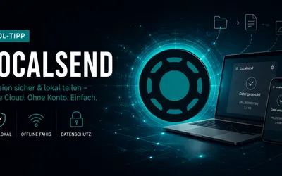 Logos von den Messenger-Diensten WhatsApp, Teams, Signal, Matrix, Threema, Telegram und SimpleX, sowie ein offenes Schloss